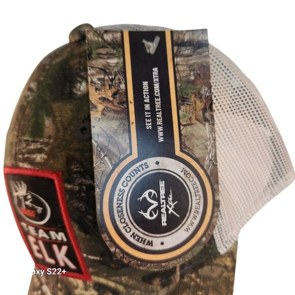 RMEF Team Elk Camo Mesh Cap Realtree Xtra Green Adjustable Outdoor Hunting Hat - Picture 9 of 9